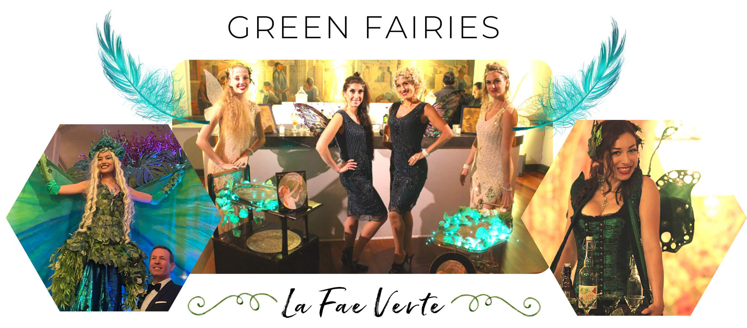 Green Fairy signature costumed characters of Catalyst Arts Experiential Entertainment in San Francisco  
