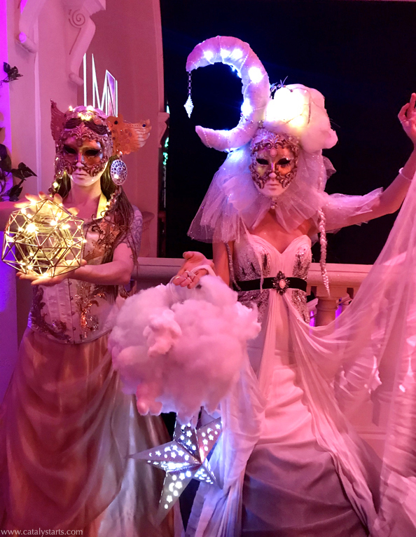 Celestial Sun Moon Venetian Masquerade Characters by Catalyst Arts in San Francsico California 