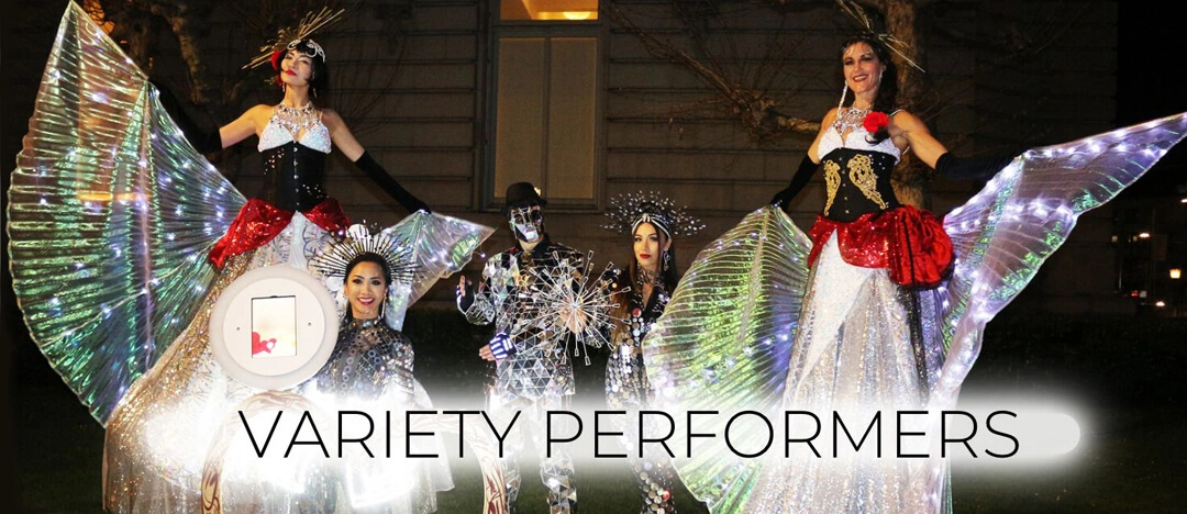 VarietyEnt_MainCategoryBanner-_1_ Variety Performers corporate & social entertainment category by Catalyst Arts in SF Bay Area