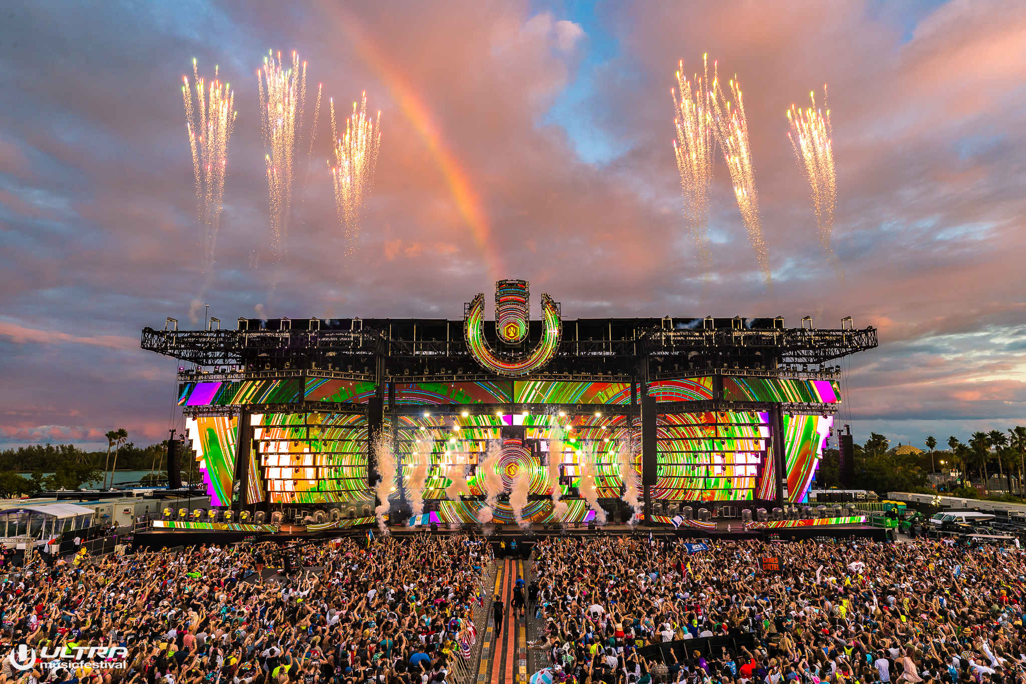 Ultra music festival crowd and stage