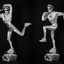 urban silver living statue