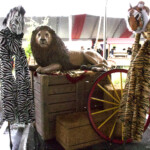 Zebra and tiger stiltwalkerss